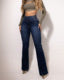 Elastic Waistband High Waist Button Stretch Tight Skinny Pants Denim