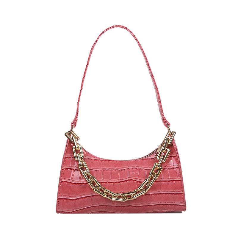 Chained One-Shoulder Woman Bag With Armpit Baguette Bag