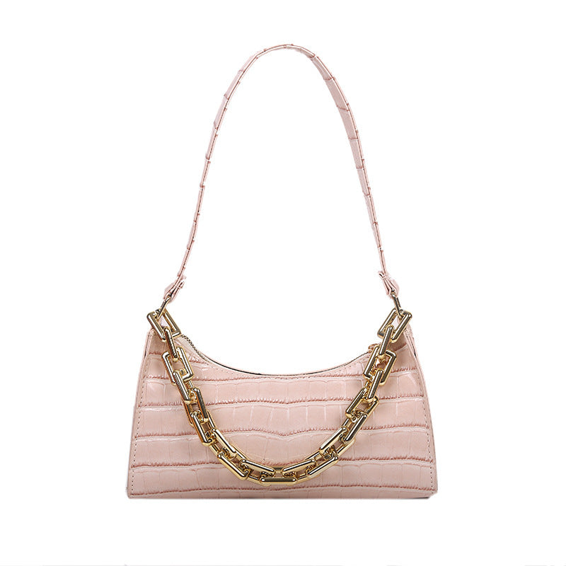 Chained One-Shoulder Woman Bag With Armpit Baguette Bag