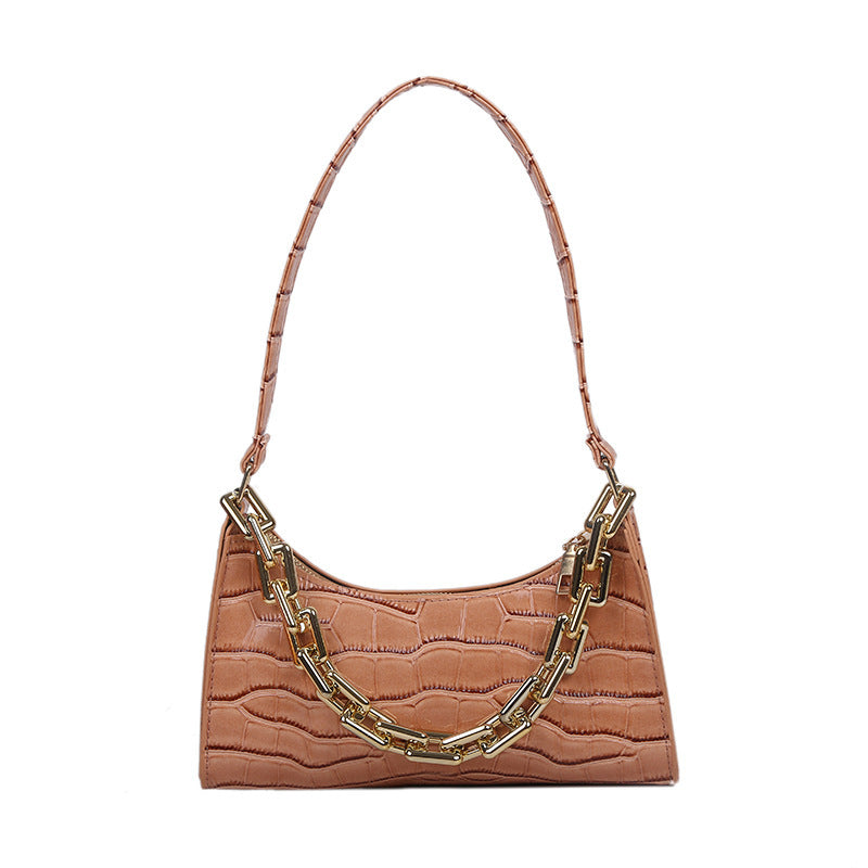 Chained One-Shoulder Woman Bag With Armpit Baguette Bag