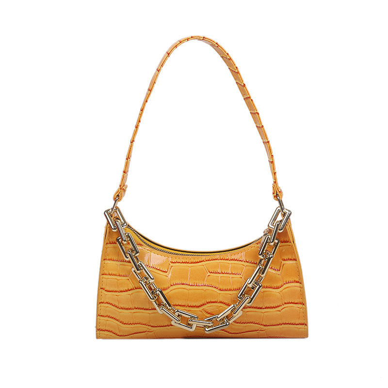 Chained One-Shoulder Woman Bag With Armpit Baguette Bag