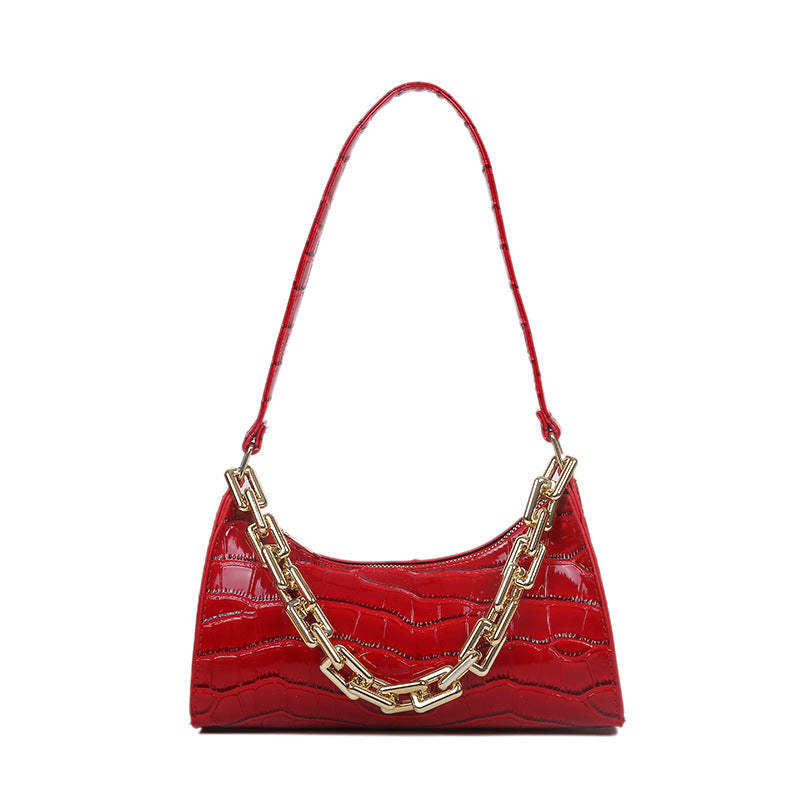 Chained One-Shoulder Woman Bag With Armpit Baguette Bag