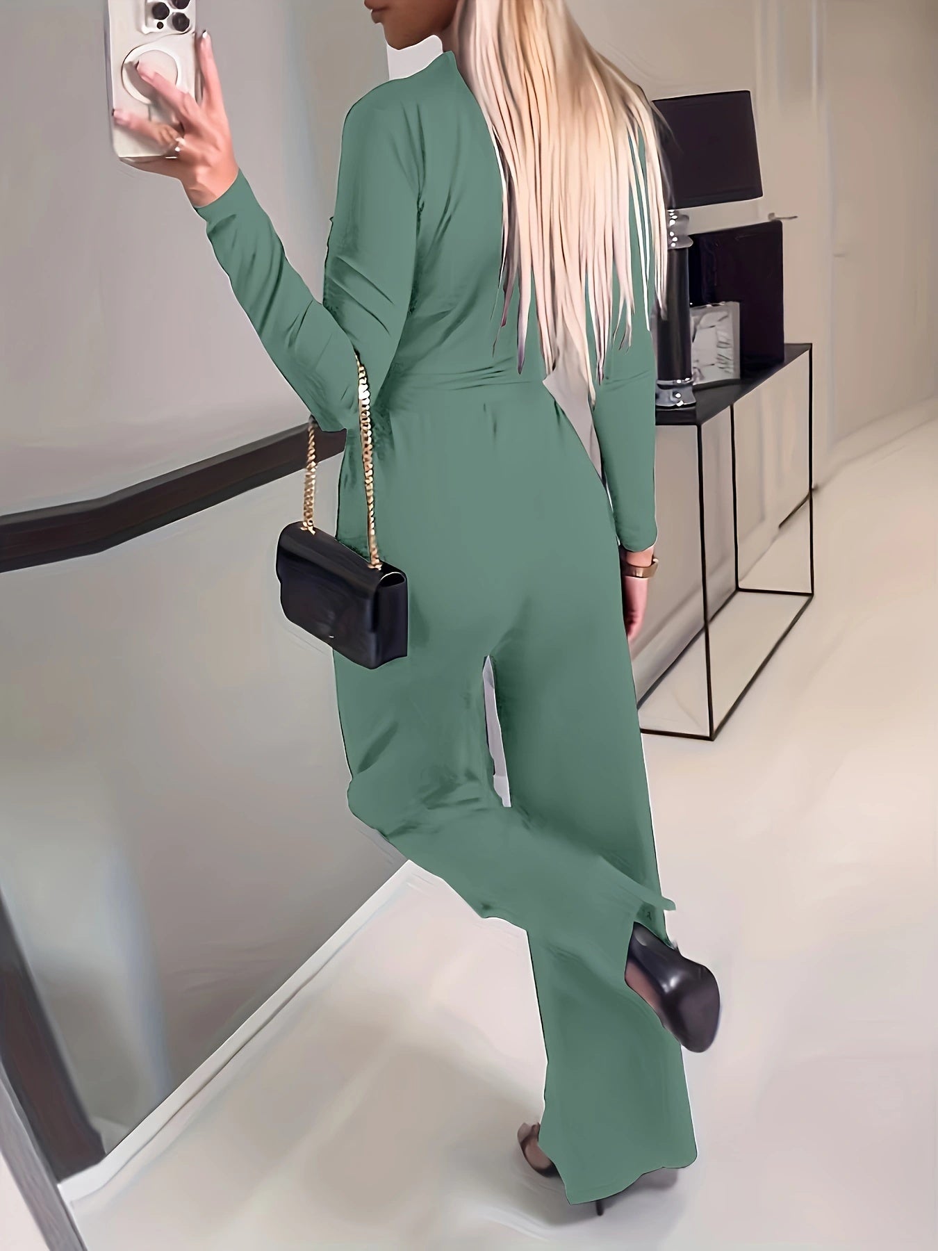 Women's Fashionable Casual Solid Color Jumpsuit