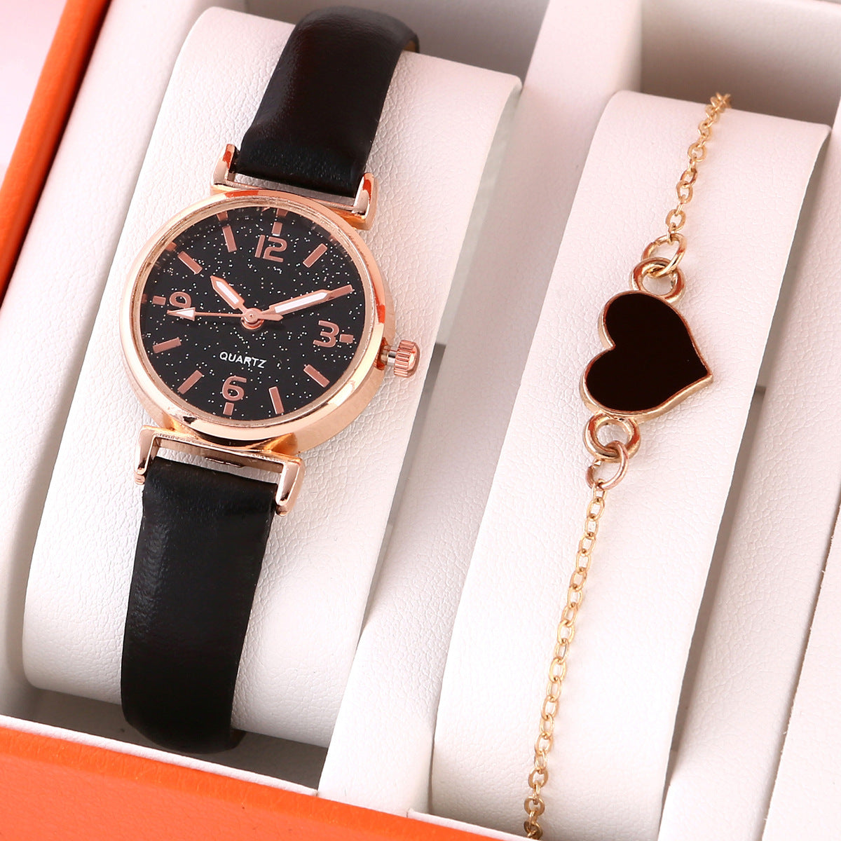 Lady Temperament Heart Bracelet Quartz Watch Suit