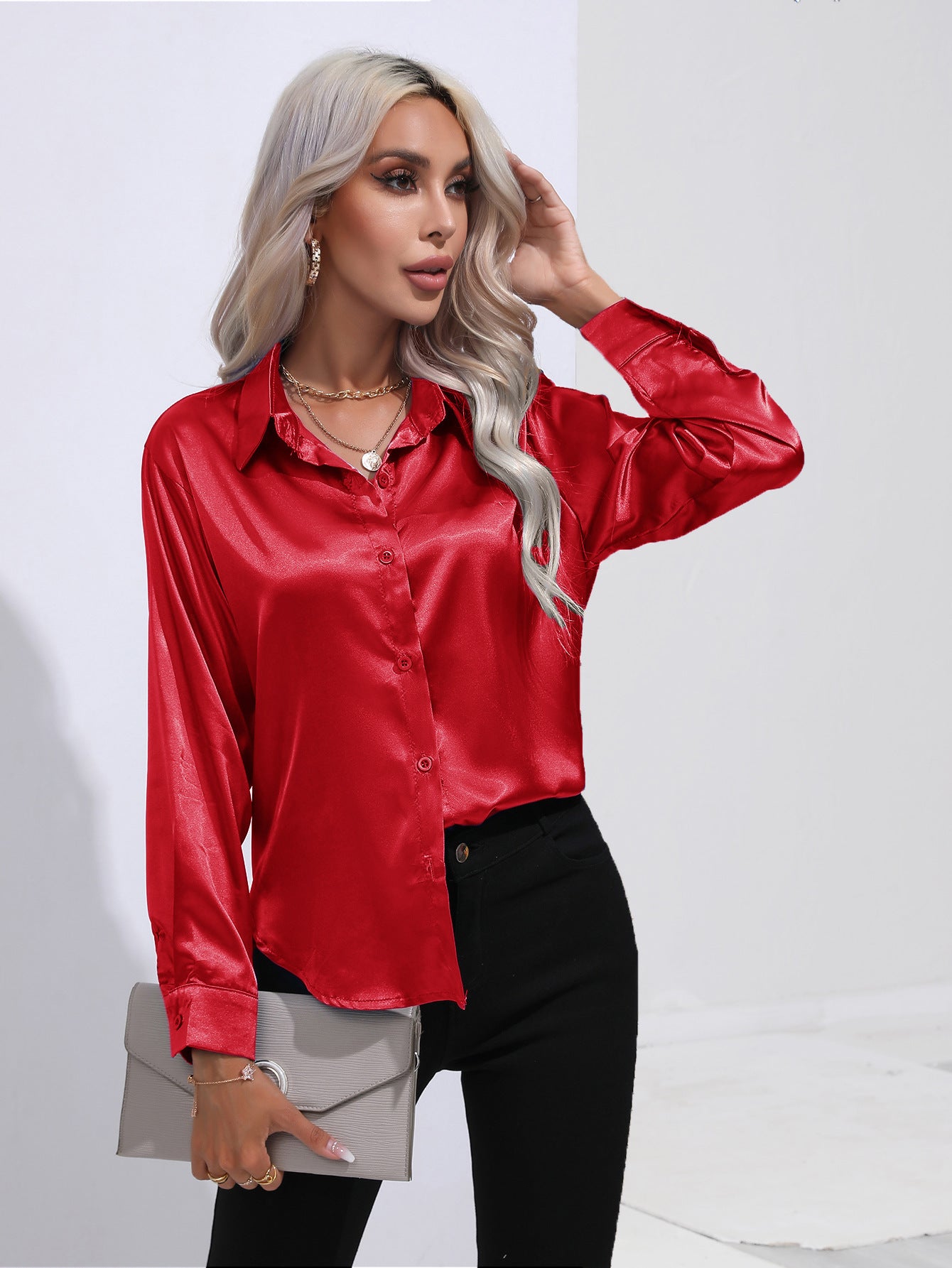 European And American Satin Shirt Women's Satin