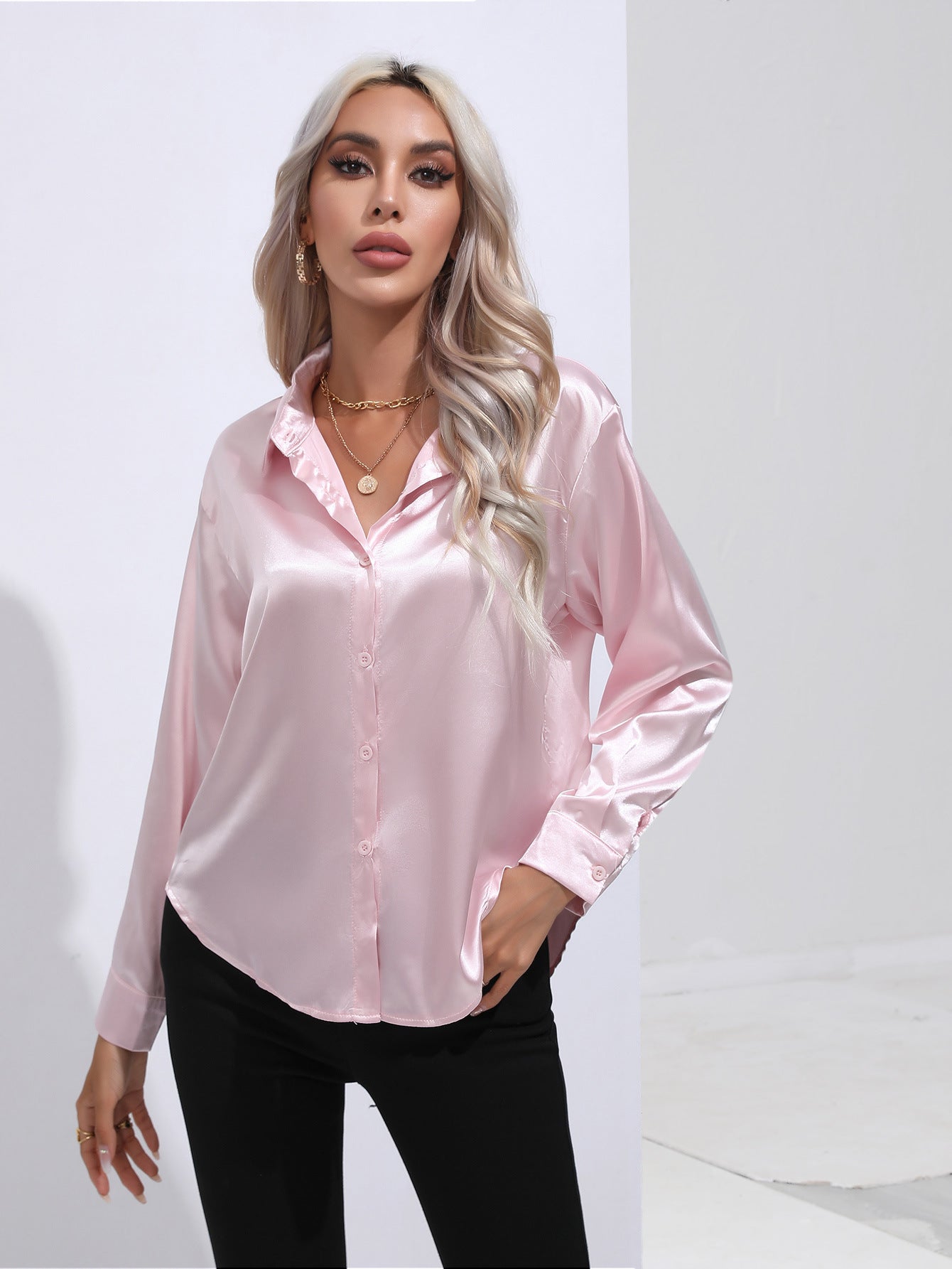 European And American Satin Shirt Women's Satin