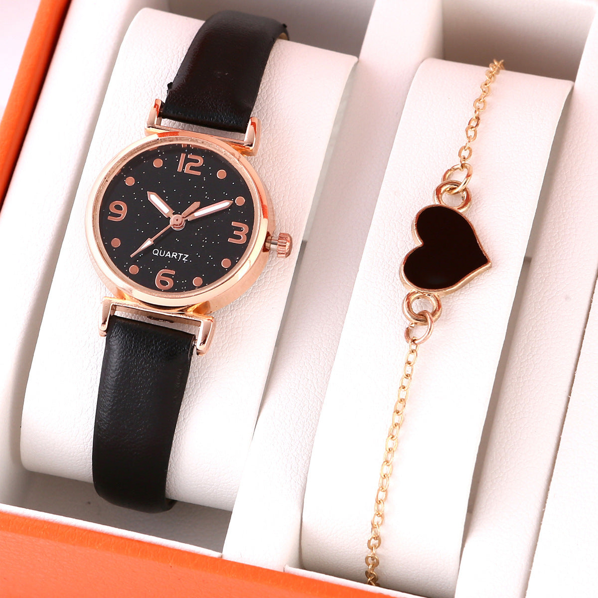 Lady Temperament Heart Bracelet Quartz Watch Suit