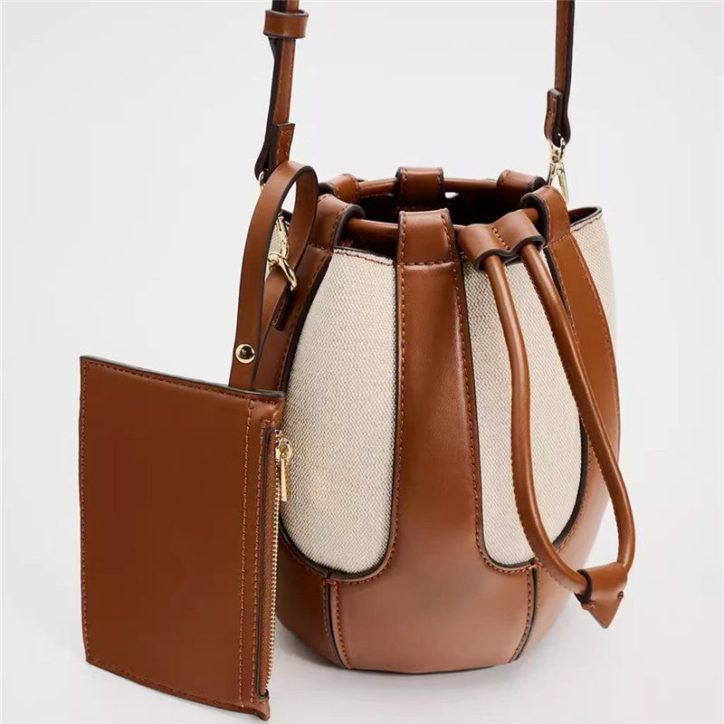 Women's Fashion Canvas Crossbody Bucket Bag