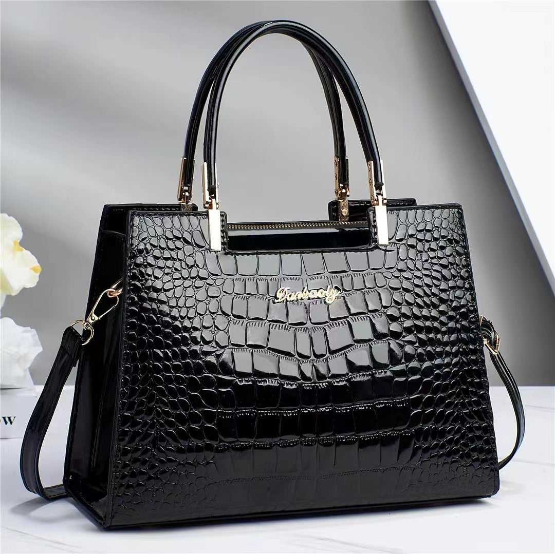 Crocodile Pattern Middle-aged Women's Shoulder Handbag