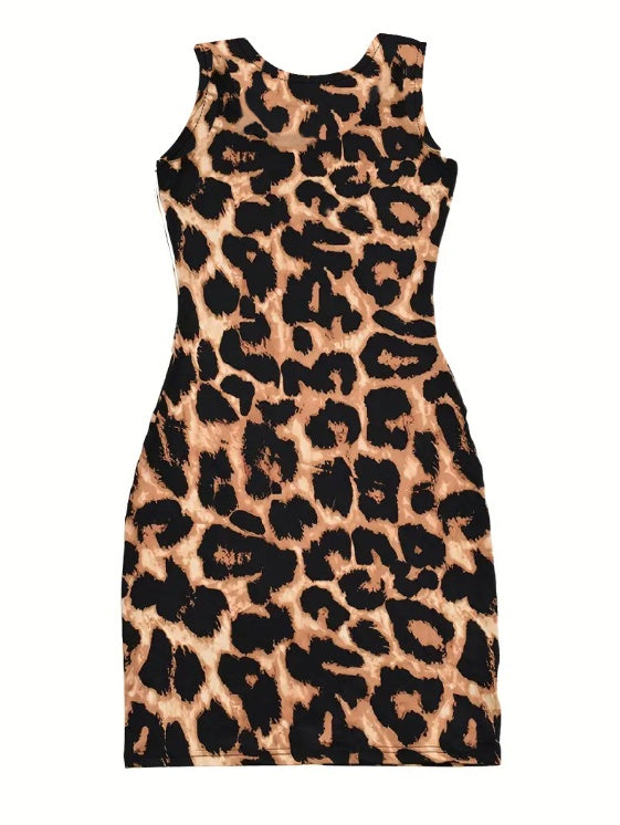 Ladies' V-neck Leopard Print Chest Hollow Fashion Dress