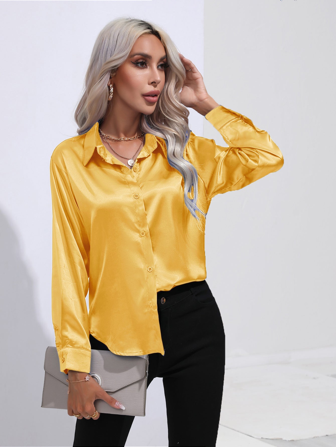 European And American Satin Shirt Women's Satin