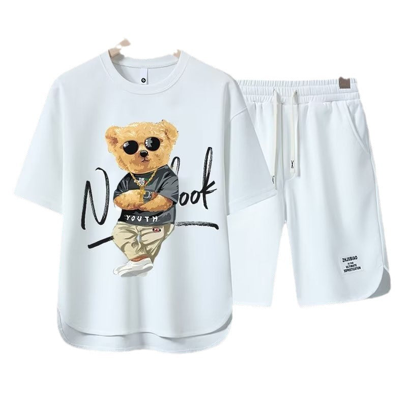 Short-sleeved T-shirt Summer Men Leisure Set Teenagers Student Sports Suit Junior High School Running Two-piece Suit