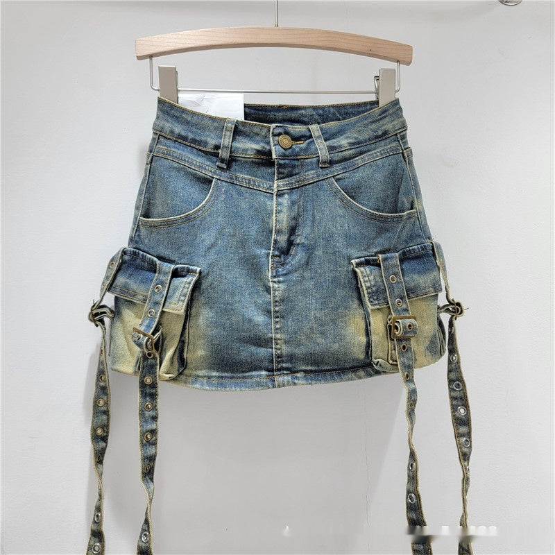 Spring And Summer Denim Hip-wrapped Short Skirt