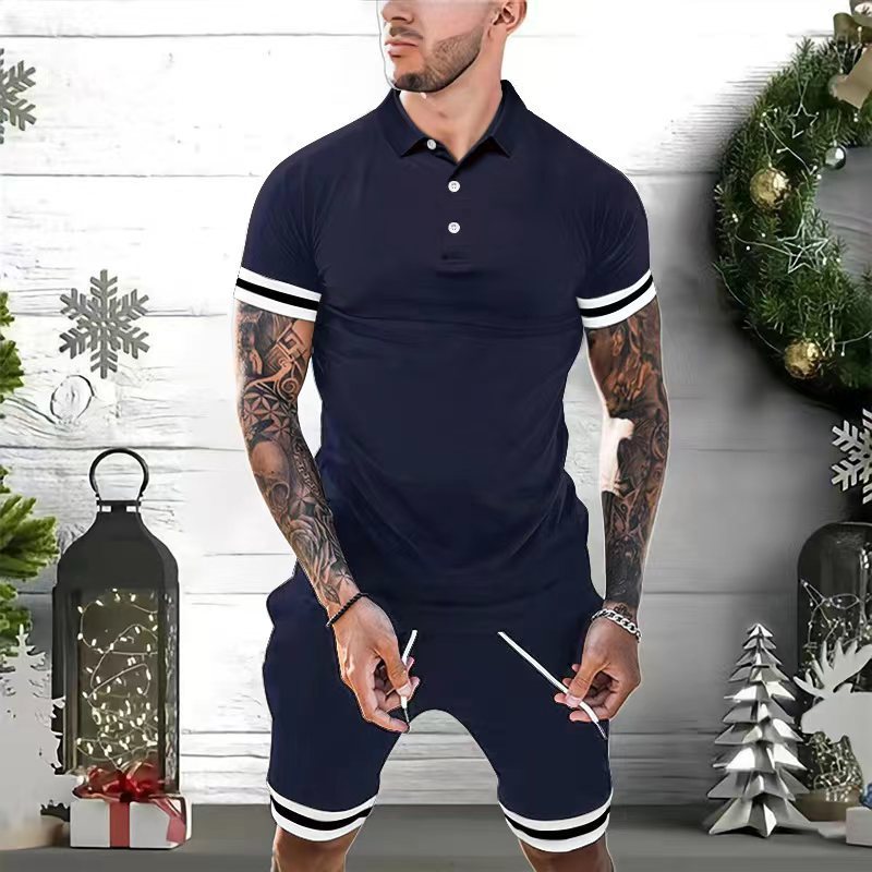 Mens Short Sets 2 Piece Outfits Polo Shirt Fashion Summer Tracksuits Casual Set Short Sleeve And Shorts Set For Men