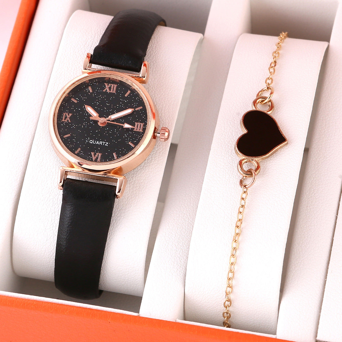 Lady Temperament Heart Bracelet Quartz Watch Suit